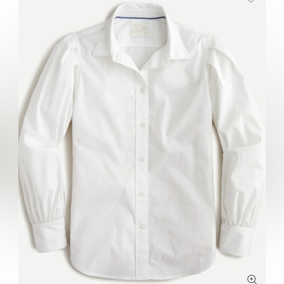 J. Crew Slim Fit Puff Sleeve White Shirt Sz 12 Cotton - Picture 1 of 7